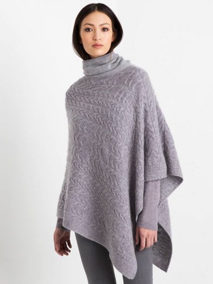 Cashmere Plaited Cable Poncho by Kinross Cashmere