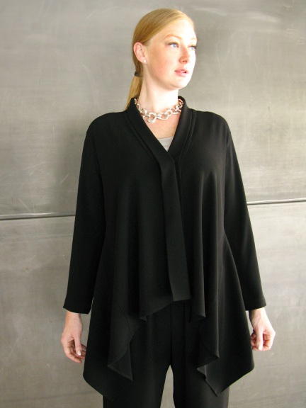Matte Crepe Long Twirl Jacket by Blanque