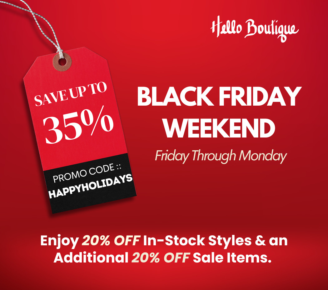 Enjoy 20% off all in-stock items. Promo code: HappyHolidays