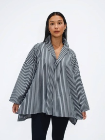 Cotton Structured Swing Stripe Shirt by Planet by Lauren G