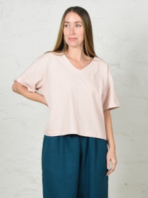 Crop V-Neck Shirt by PacifiCotton