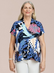 Deep V Top Print Short Slv by Sympli