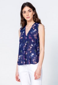Floral Sleeveless Blouse by Ivko
