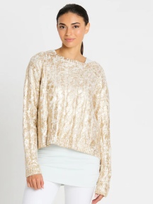 Mini Foil Cable Crewneck Sweater by Planet by Lauren G