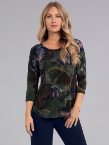 Printed Go To Classic 3/4 Sleeve Relaxed Tee by Sympli