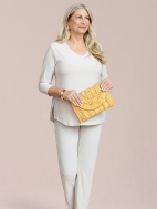 3/4 Slv Soft V-Neck Top by Sympli