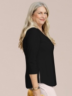 3/4 Slv Soft V-Neck Top by Sympli