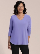 3/4 Slv Soft V-Neck Top by Sympli