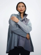 Cotton Asymmetric Stripe Shirt by Planet by Lauren G
