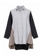 Cotton Shirt Stripe/Colorblock by Alembika