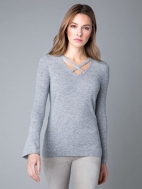 Crossover Neck & Sleeve Tee by Kinross Cashmere