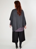 Kinross Cashmere Contrast Trim Poncho In Navy And Camel LFAC4-264 main image 0