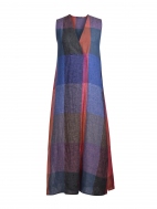 Linen Check Sleeveless Maxi Dress by Alembika