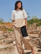 Linen Color Block Pant by Alembika