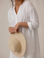 Linen Mandarin Collar Shirtdress by Sympli