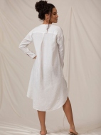 Linen Mandarin Collar Shirtdress by Sympli