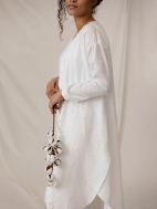 Linen Mandarin Collar Shirtdress by Sympli