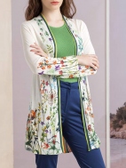 Long Floral Print Cardigan by Ivko