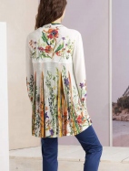 Long Floral Print Cardigan by Ivko