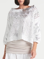 Metallic Crochet Boatneck Sweater by Planet by Lauren G