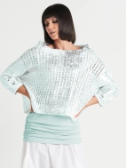 Metallic Crochet Boatneck Sweater by Planet by Lauren G