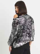 Metallic Crochet Boatneck Sweater by Planet by Lauren G