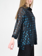 Sheba Turquoise Embroidered Metallic Blouse