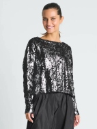 Mini Foil Cable Crewneck Sweater by Planet by Lauren G