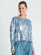 Mini Foil Cable Crewneck Sweater by Planet by Lauren G