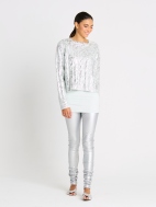 Mini Foil Cable Crewneck Sweater by Planet by Lauren G