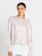 Mini Foil Cable Crewneck Sweater by Planet by Lauren G