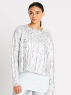 Mini Foil Cable Crewneck Sweater by Planet by Lauren G
