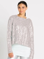 Mini Foil Cable Crewneck Sweater by Planet by Lauren G