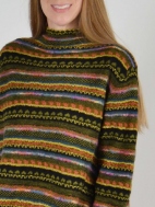 Multi-Stripe Mock Neck Sweater by Butapana