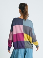 Patchwork V Neck Sweater by Planet by Lauren G