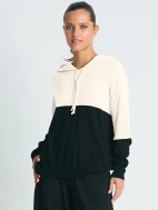 Pima Cotton 2 Tone Pointelle Hoodie by Planet by Lauren G