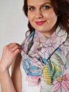 Tinted Floral Print Scarf by Kinross Cashmere
