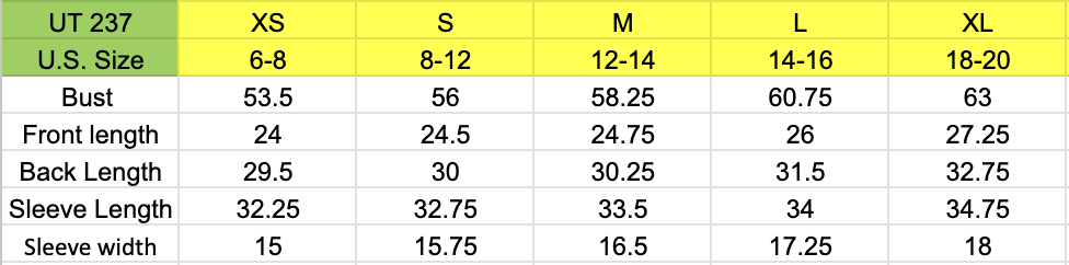 Size chart