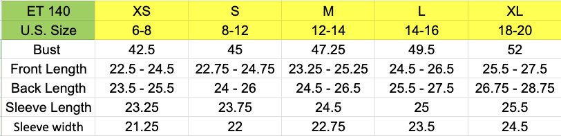 Size chart