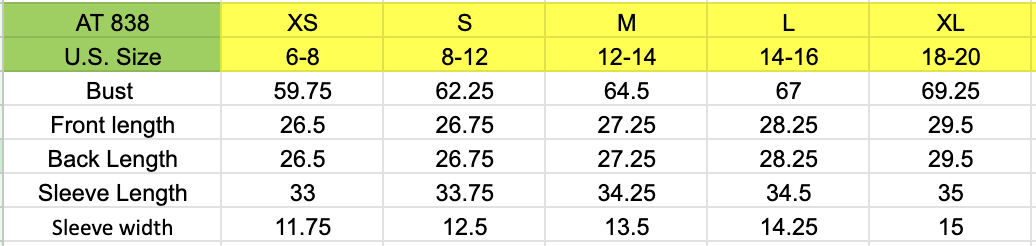 Size chart