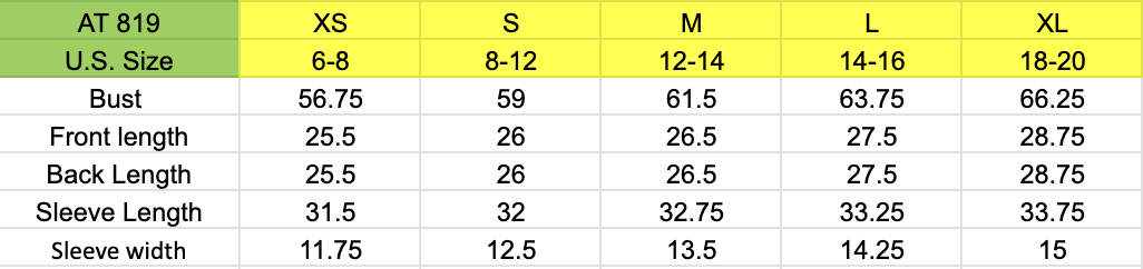 Size chart