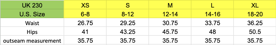 Size chart