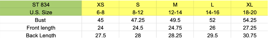 Size chart