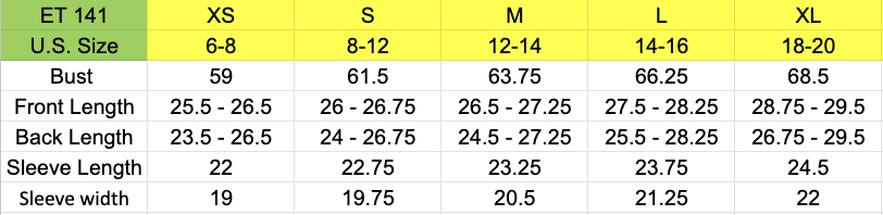 Size chart