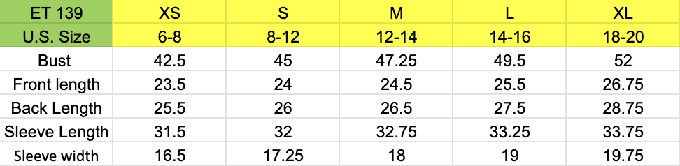 Size chart