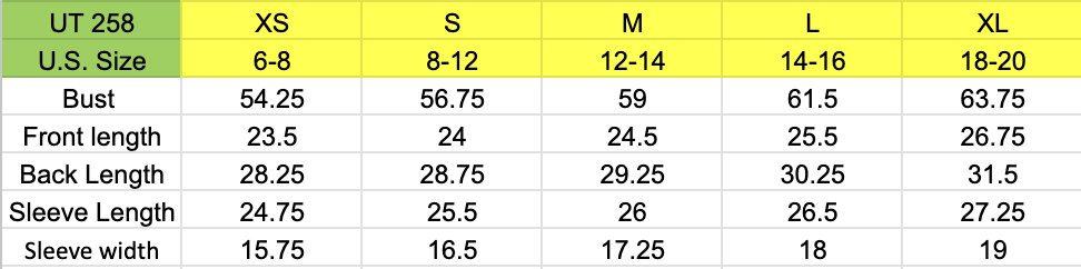 Size chart