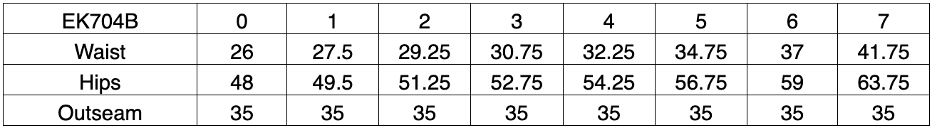 Size chart