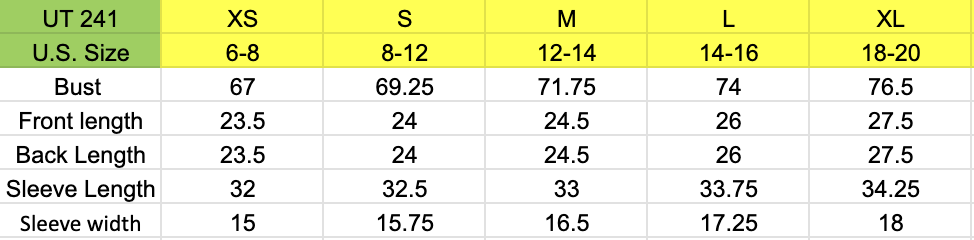 Size chart