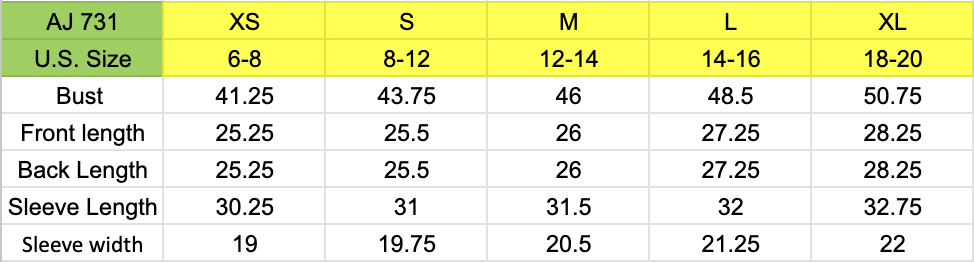 Size chart