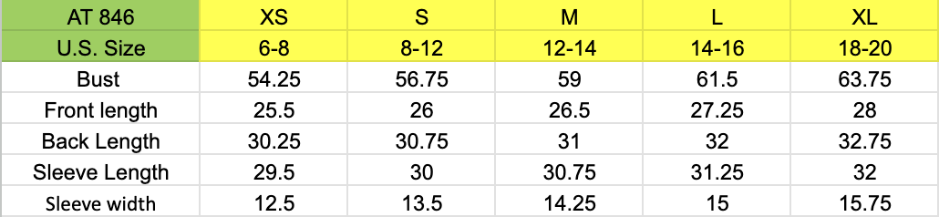 Size chart